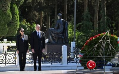 İlham Əliyev və Mehriban Əliyeva Fəxri xiyabanda Ulu Öndər Heydər Əliyevin məzarını ziyarət ediblər